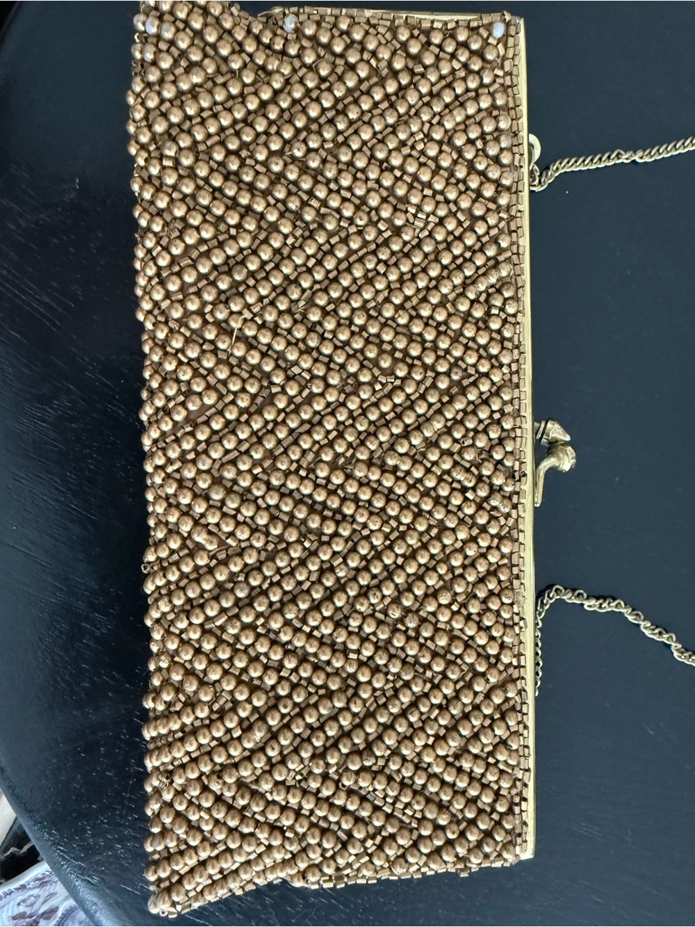 Moyna NWT Gold Beaded Evening Clutch Purse Removable Chain Wedding Cocktail Bag - Picture 6 of 8